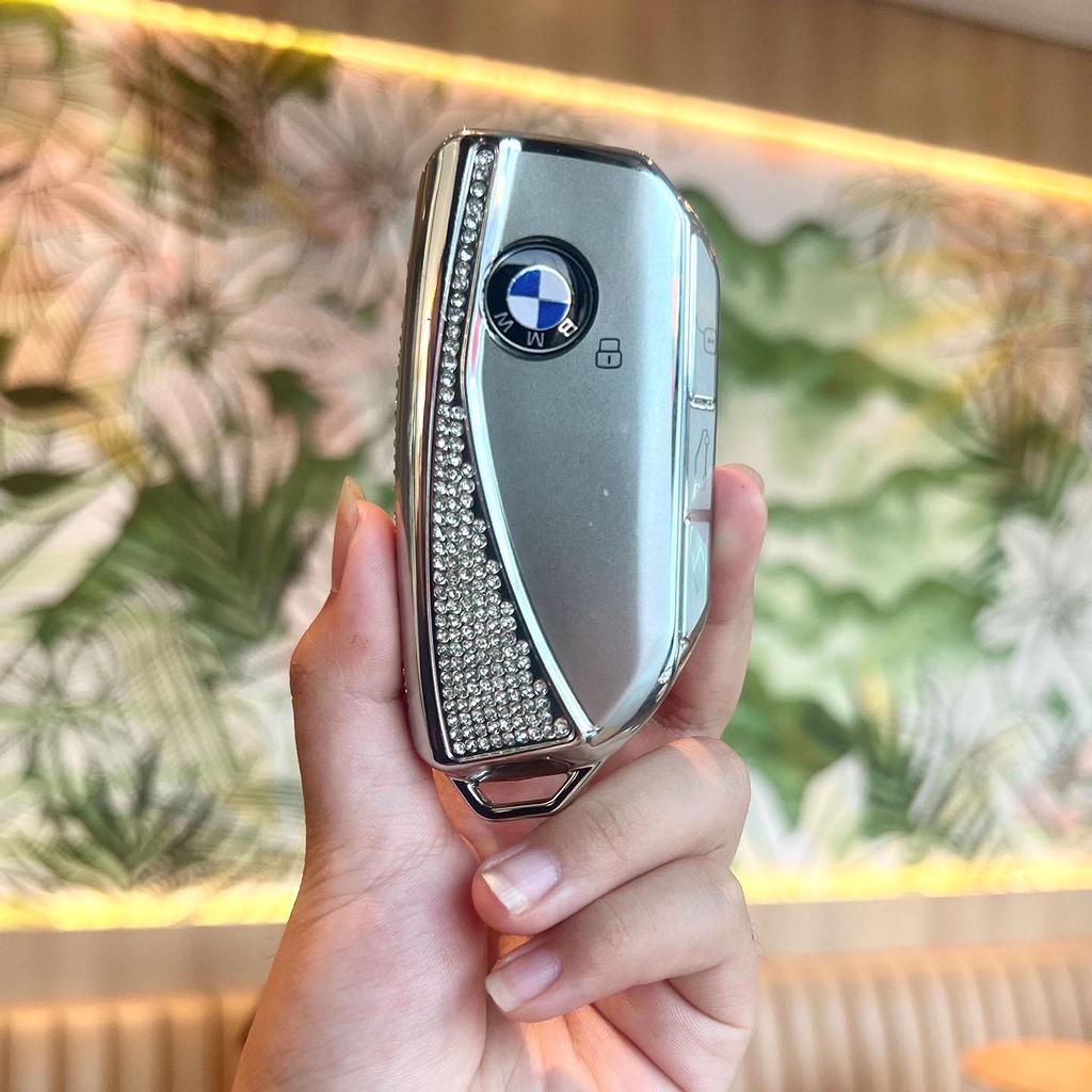 BMW Key Case: Compatible with X1, X2, X3, X4, X5, New 1 Series, 3 Series, 5 Series. Blade Style Shell with Women's Buckle Bag.