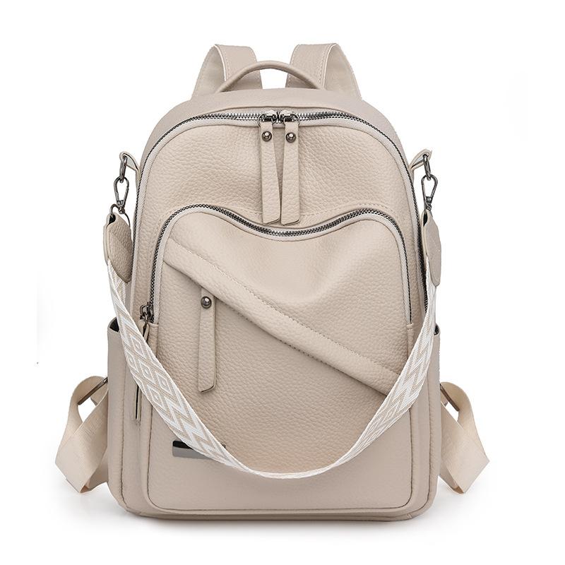 2025 new retro versatile backpack women's soft leather college student premium texture travel backpack shoulder bag