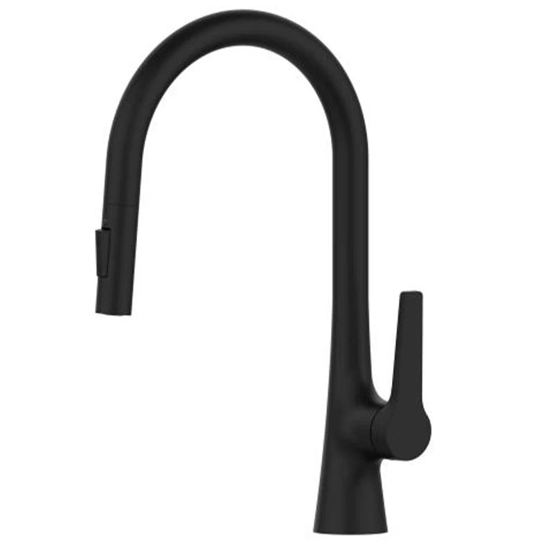 Bagnolux Black Brass Deck Mounted Kitchen Faucet Two Function Single Handle Pull Out Mixer Hot and Cold Water Pull Out Taps