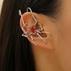 Gothic Spider Red Crystal Ear Cuff Stud Earrings for Women Men Dark Ear Clip Exaggerated Personality Hiphop Zircon Accessories