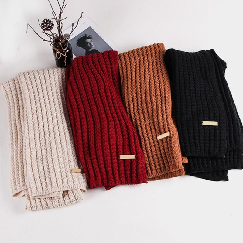 Warm Knitted Yarn Scarf Fashion Thick Yarns Long Scarf Neck Gaiter Outdoor Neck Scarf Wrap Accessory for Winter Warmth