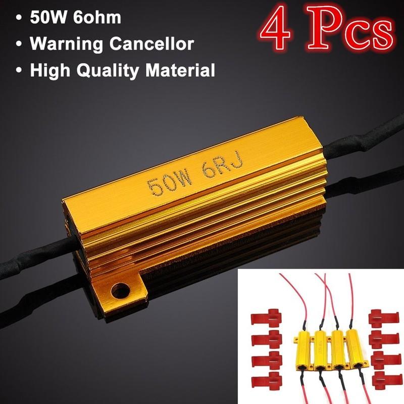 4pcs  50w 6 ohm Load Resistors LED Fog Lights Rapid Blinking Flickering Bulb