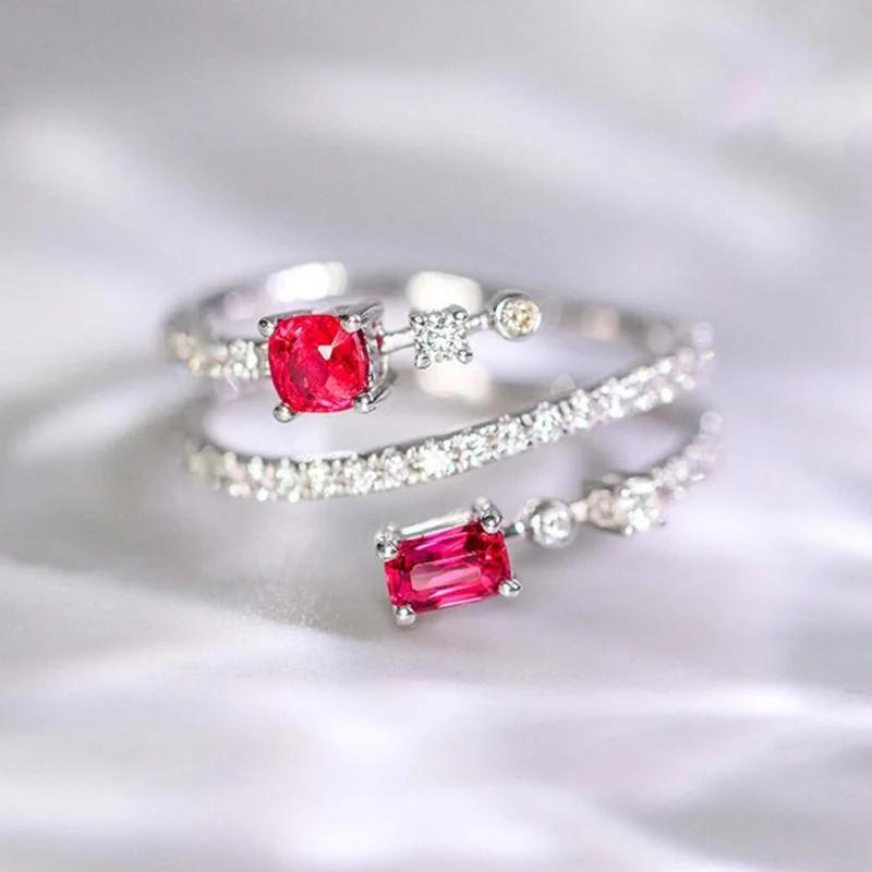 

Newest Female Rings Sterling Silver Red Cubic Zirconia Finger Rings for Women Luxury Wedding Party Trendy Gift 6