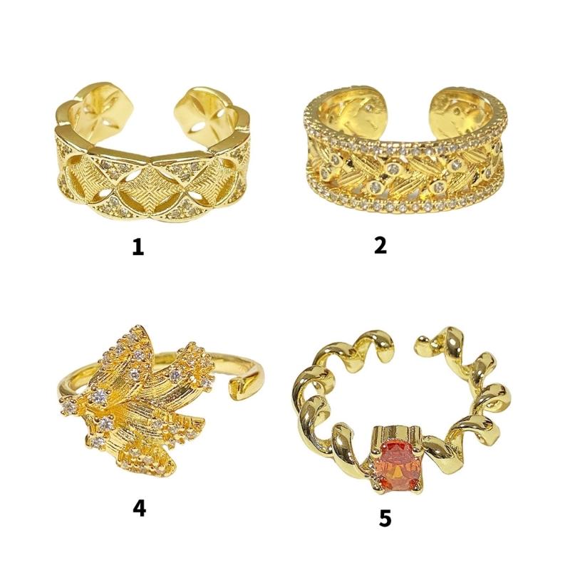 Stylish Vintage Styles Wheat Designs Open Rings for Women Adjustable Sturdy Alloy Gold Color Jewelry Statement Pieces