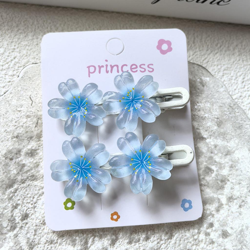 Flower Model Side Hair Bangs Clip Chip-Proof Smudge-Proof Fake Nails for Working Dating or Partying