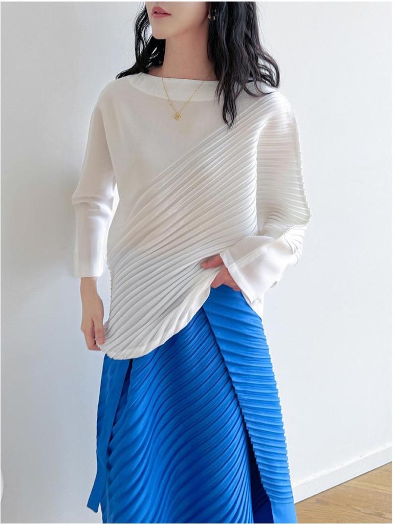 2026 Spring New Miyake High-End Irregular Pleated Plus Size Loose Casual Top
