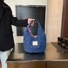 Denim Bow Print Large Capacity Vest Bag Female Student Book Handbag Shoulder Large Capacity Shopping Bag