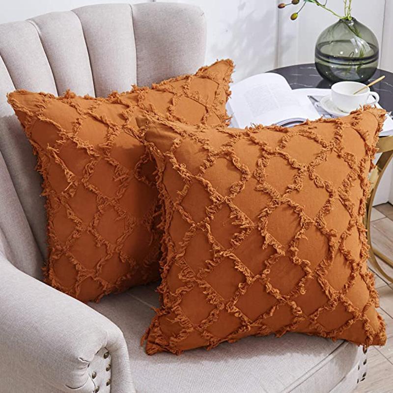 Pillow Home Pillow Cover Double-sided Cotton Linen Checkered Back Pillow Cushion Sofa Lumbar Pillow