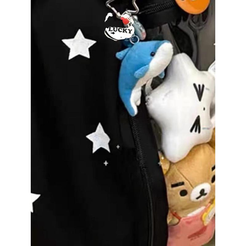 Star Print Drawstring Commuter Backpack 2025: Large Capacity, Lightweight Canvas and Transparent Ita Bag