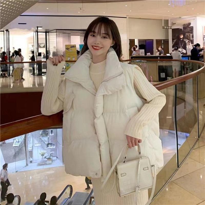Autumn Winter Down Women Short Vest Windbreaker Thick Warm Coat Sleeveless Jacket