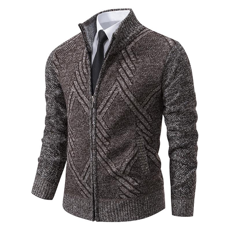 Cárdigan de Punto para Hombre Otoño Invierno Abrigo Suéter Ropa de Hombre Marrón Azul Marca de Lujo Botón Forro Polar Chaquetas de Punto para Hombre