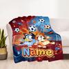 Blue Orange Friends Customize Text Blanket Lightweight Personalized Blanket Ultra-Soft Versatile for Office Livingroom Bedding Chair All-Season Use