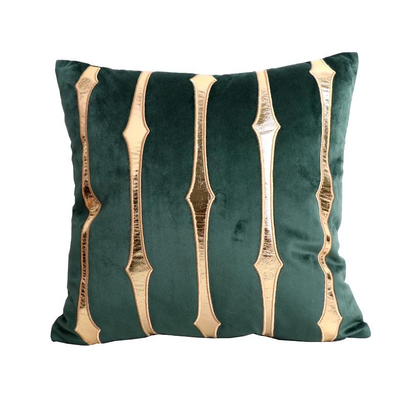 

45x45cm High Quality Thicken Velvet Gold Striped Embroidered Living Room Bedroom Sofa Cushion Cover Home Decoration 45x45cm темно-зелений колір
