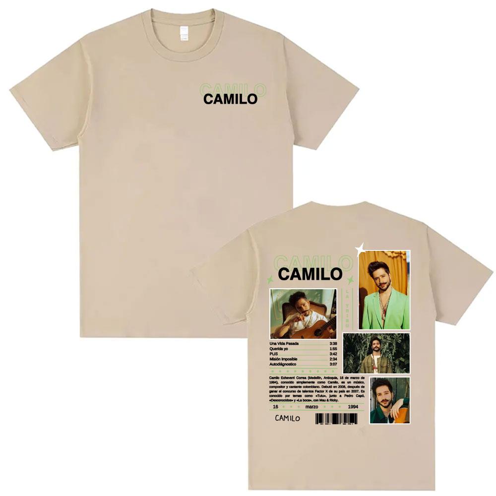 Singer Camilo 2025 Tour Graphic T Shirts Men's Clothing Harajuku Hip Hop Pop Music T Shirt Casual Summer Oversized T-shirts Tops