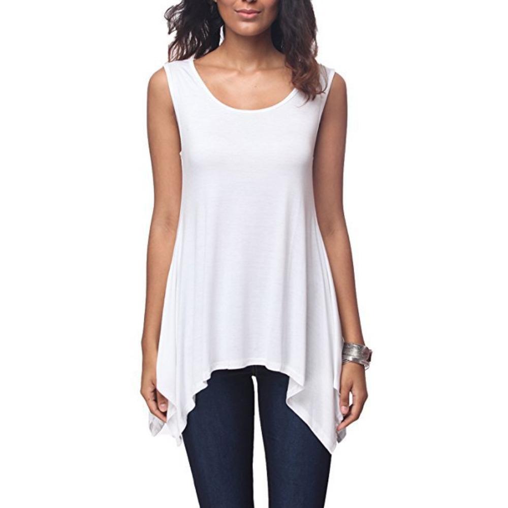 Women s Round Neck Sleeveless Knit Top Loose Fit Casual Flowy Tunic Tank S
