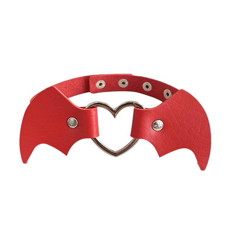 Punk Heart Bat Leather Choker Necklace - Trendy Halloween & Christmas Neckband
