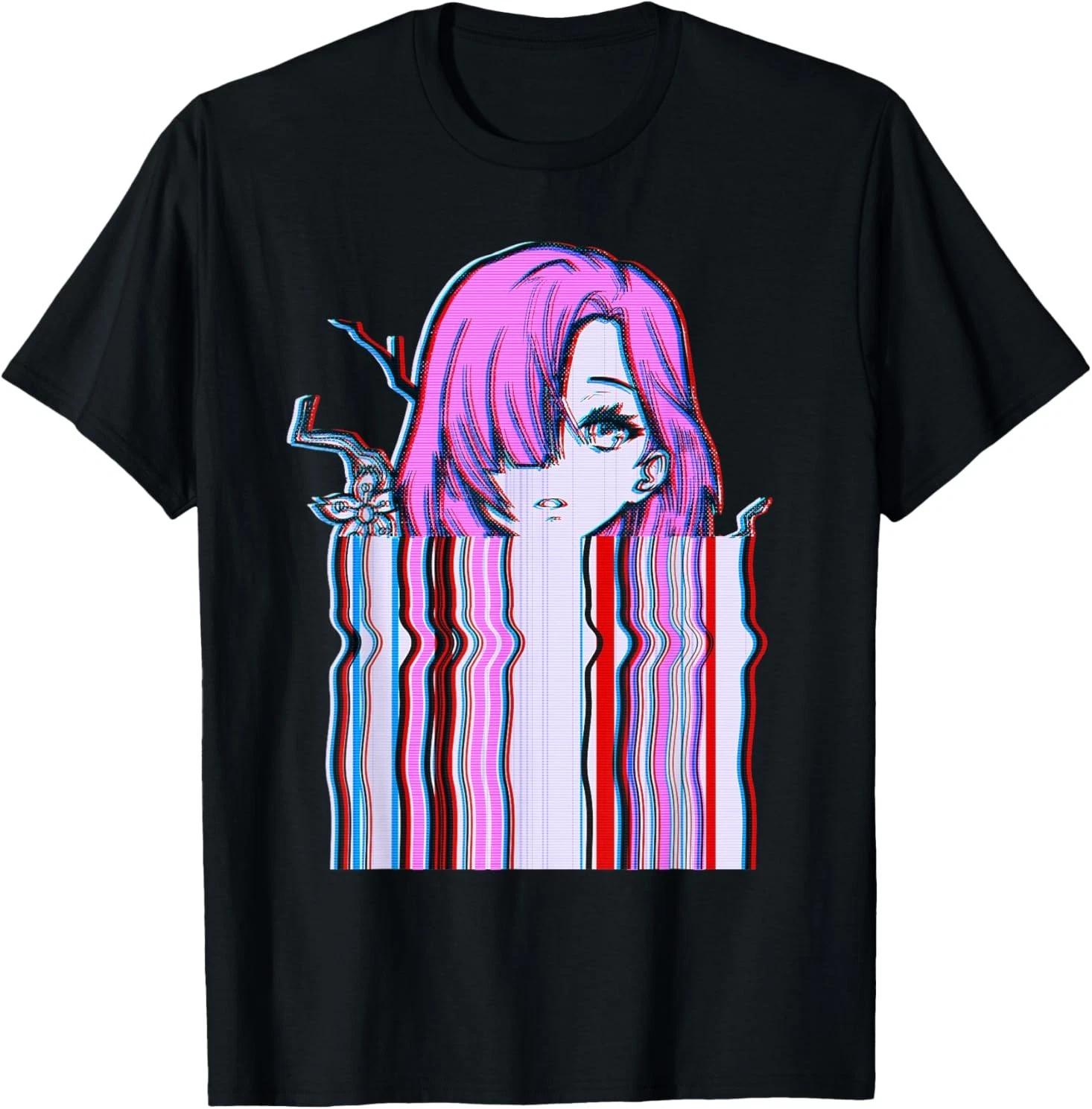 Vaporwave Anime Japanese Aesthetic Otaku Glitch T-Shirt S