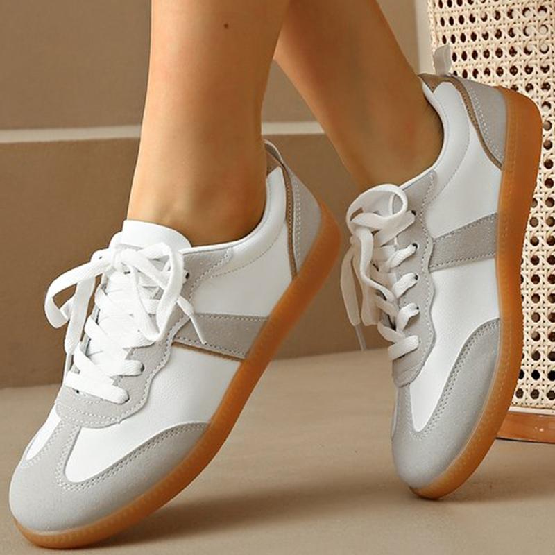Fashion Concise Mix Color Sneakers Woman Spring Autumn Lace Up Walking Flats Shoes Women Plus Size 44 Wear-Resistant Sports Shoes Lady