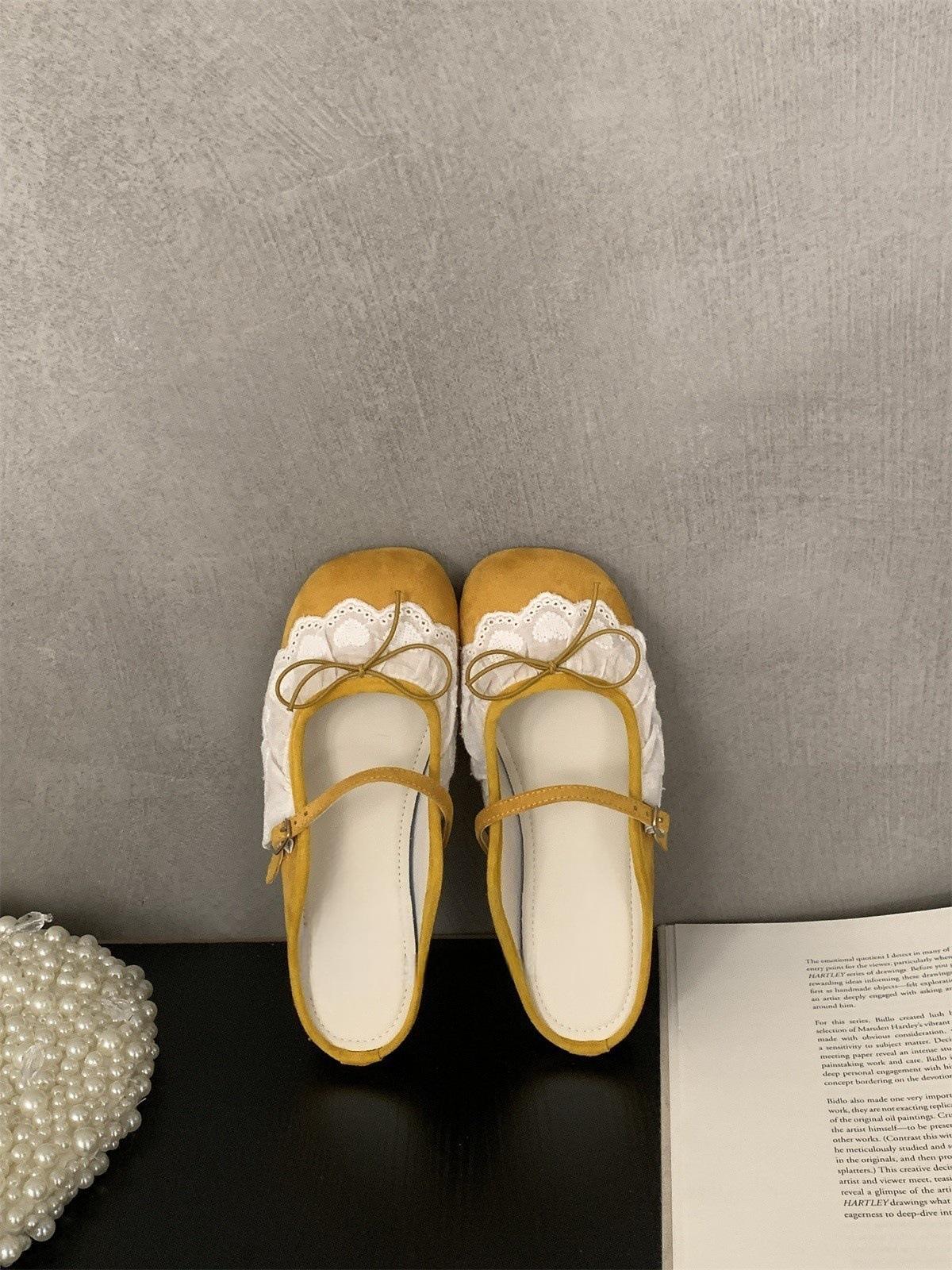 

French lace Mary Jane shoes women s 2025 new summer flat bottom sweet shallow mouth half drag skirt 35