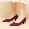 Pointed Toe Shallow Mouth Fabric Flat Bottom Women's Solid Knitted Soft Bottom Large Shoes Size 34-43