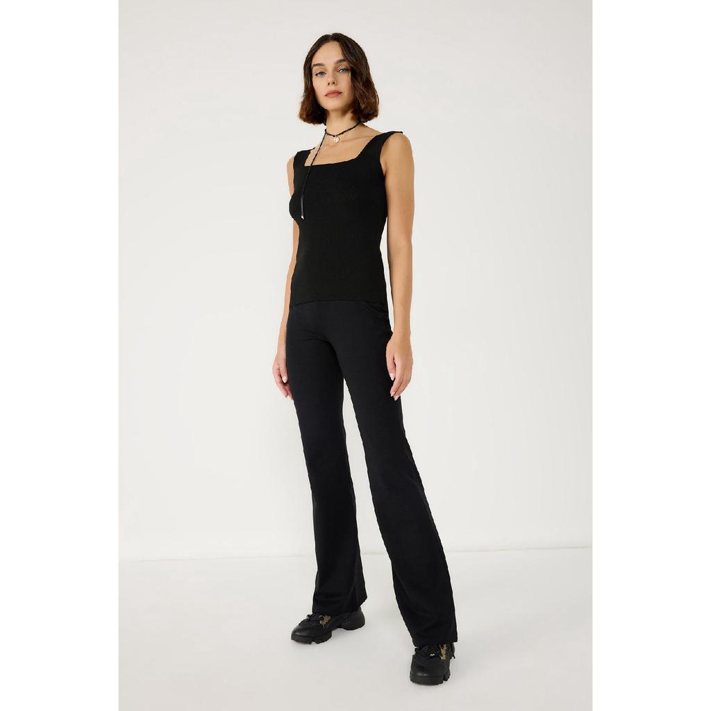 Holder Waist Detail Cotton Flare Pants
