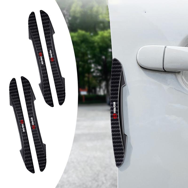 4pcs Car Carbon Fiber Pattern Anti-Collision Strips For Mazda 2 3 5 6 Axela Atenza Speed 6 CX-3 MS Demio MPS Miata RX-7 RX-8