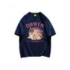 Women's Oversized Gray Casual T-Shirt - Short-Sleeve Retro Hong Kong Style for Summer