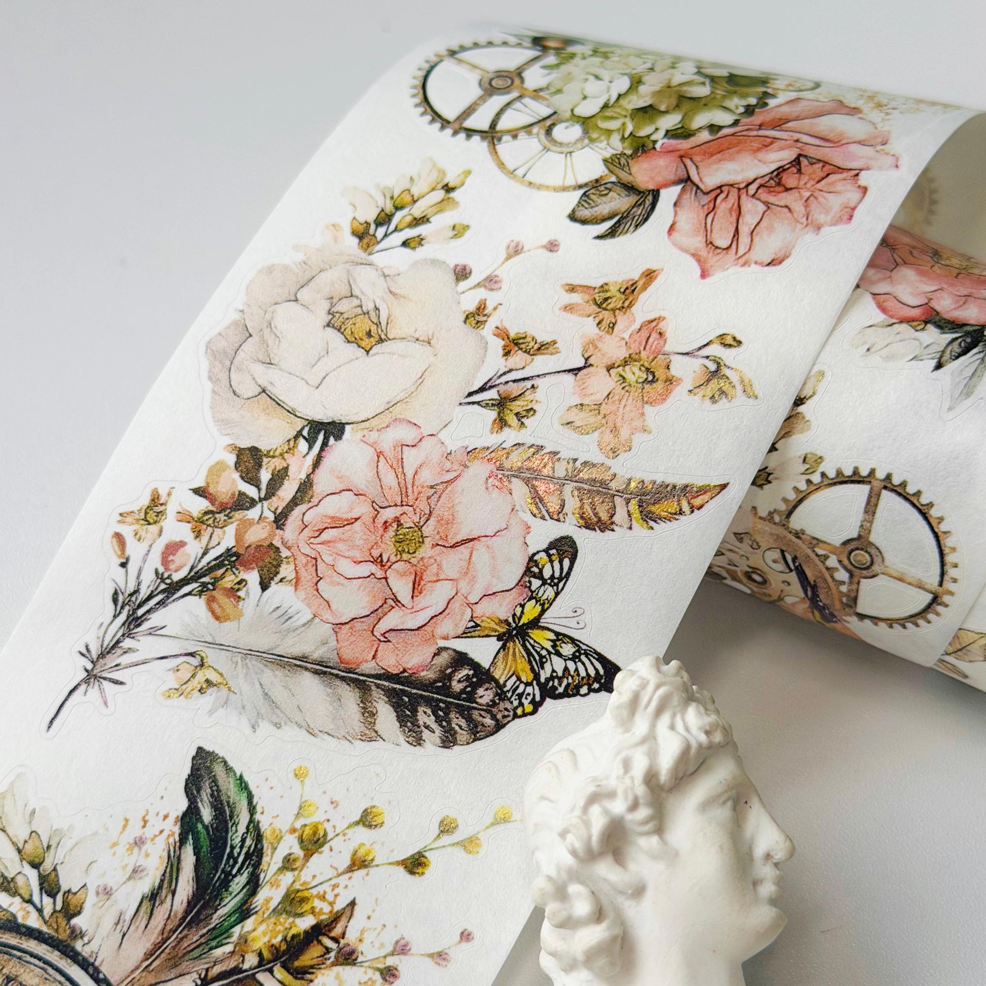 WT Rose Narrative Collection, Die Cut Pink Washi PETIns Vintage Fresh Flower Theme