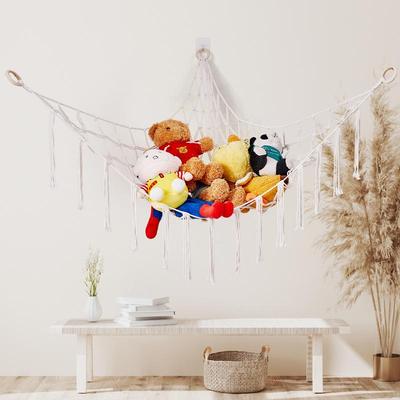 Colorful Tassel Cotton Rope Toy Storage Net for Children's Room