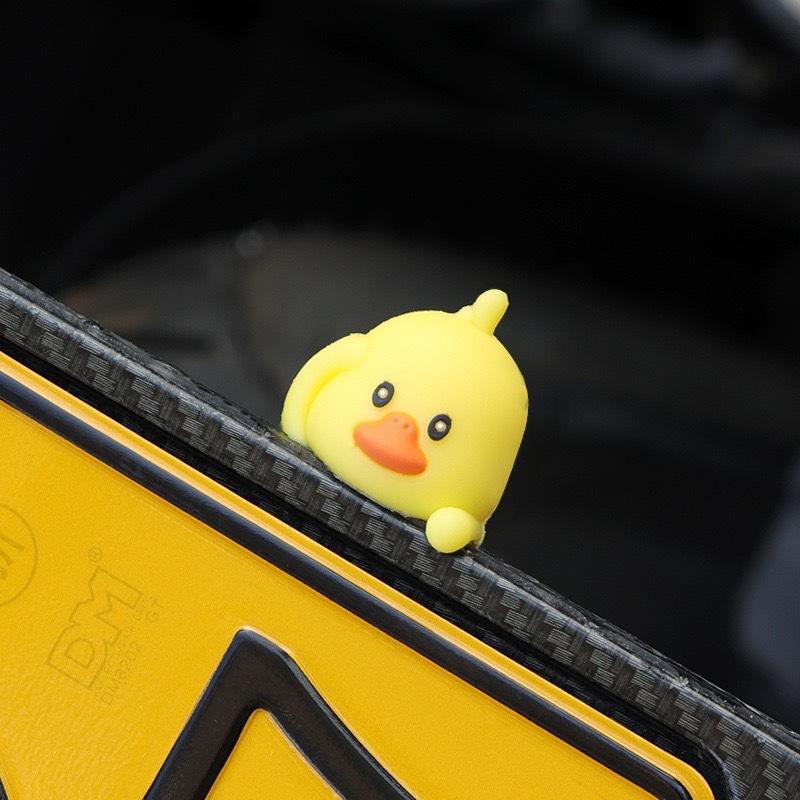 2D Flat, Cute Cartoon Rubber Duck Couple Figurine - Vibrant Yellow with Blue Beak & Red Feet, No Battery Needed, Perfect for Phone