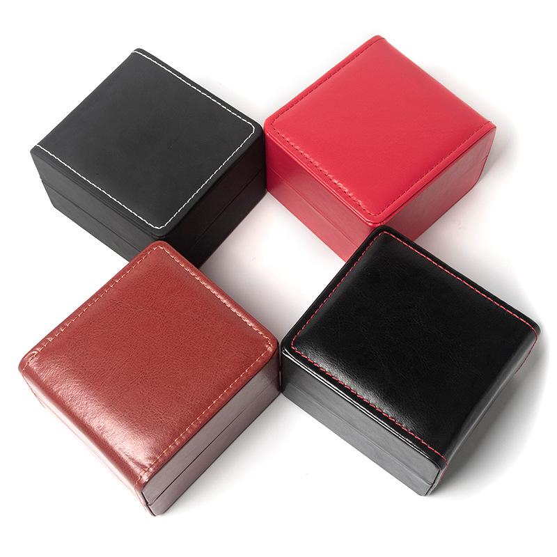 Men's Rounded Corner PU Leather Watch Box - Stylish Flip-Top Design for Storage and Packaging