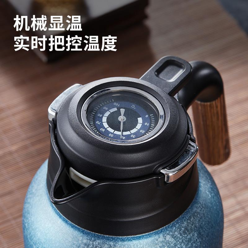 1.5L Large Capacity Teapot With Pure Titanium Inner Liner And Tea Filter,Temperature Display,Stainless Steel Housing Tea Set