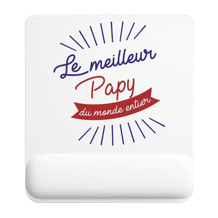 Tapis de souris - PLANETEE - Papy Meilleur du monde - 22x18 cm - Surface lisse antidérapante - Ép. 3 mm