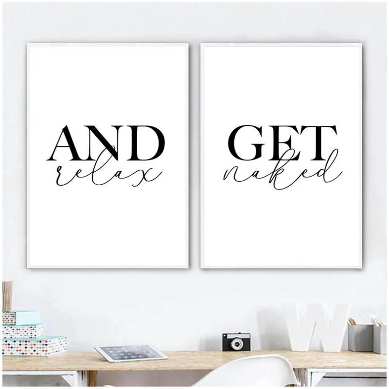 Get Naked and Relax Posters and Prints Toilet Life Quote Modular Wall Art Wall Pictures For Bathroom Modern Home Canvas Painting