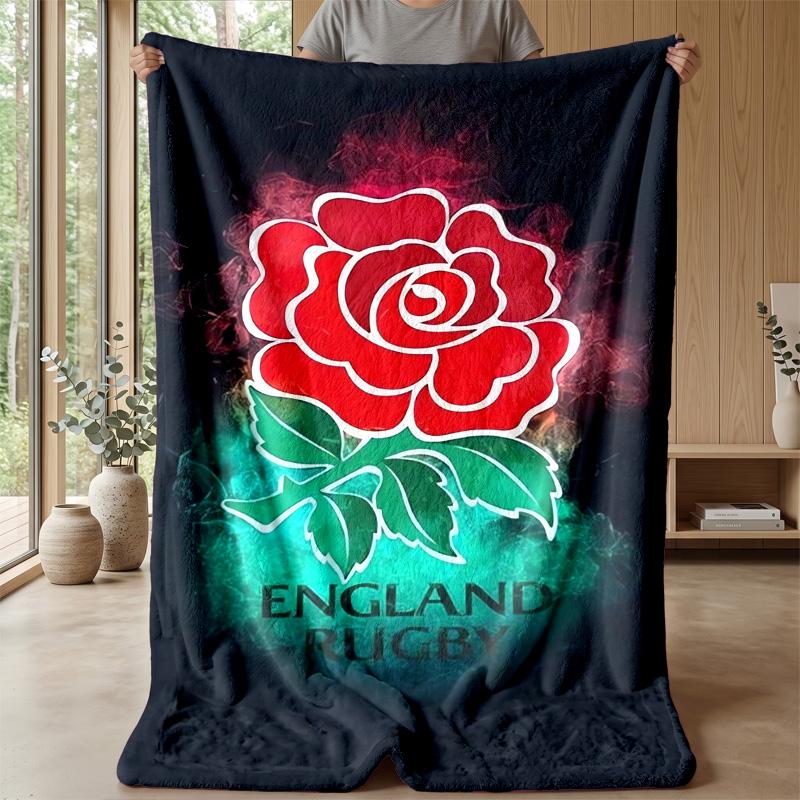 Coperta in Flanella Pile Rugby Inghilterra Coperta Calda e Accogliente per Divano Letto Viaggio Uso in Tutte le Stagioni