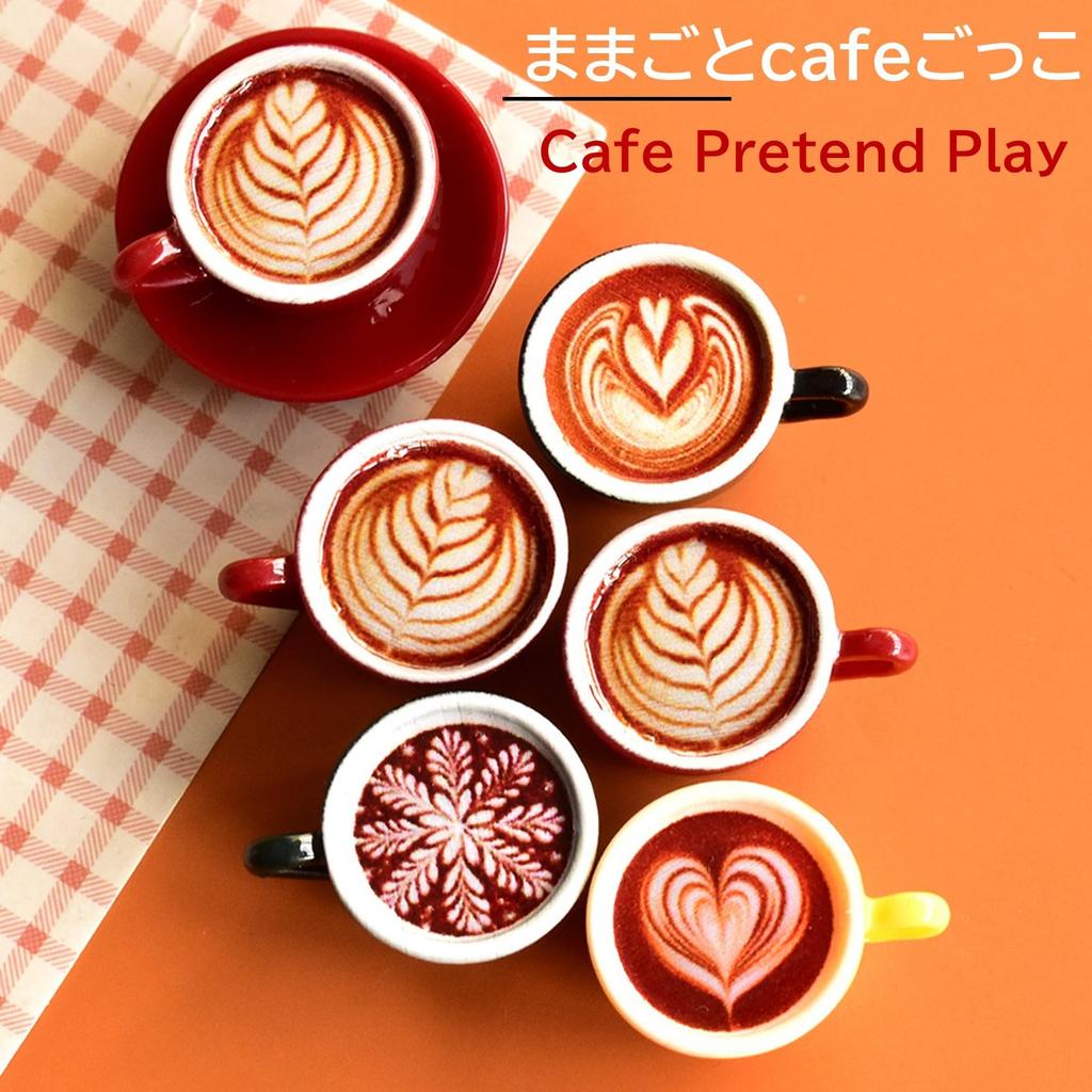 NOELAMOUR Caffè Latte Campioni di Cibo, Set Miniatura di 6, Carini Modelli di Cibo Caffè Latte Art per Esposizione