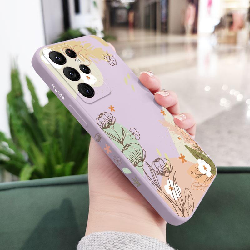 Warm Heart Flower Phone Case For Samsung Galaxy S25 S24 S23 S22 S21 S20 Ultra Plus FE S10 S9 S10E Note 20 Ultra 10 9 Plus Cover