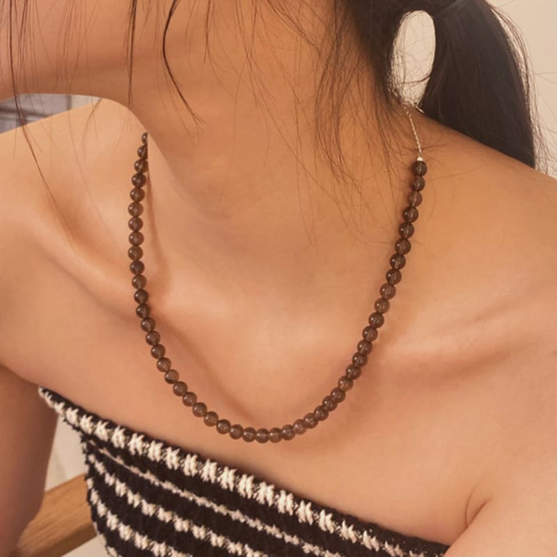 Etrive Smoky Quartz Necklace(6mm)