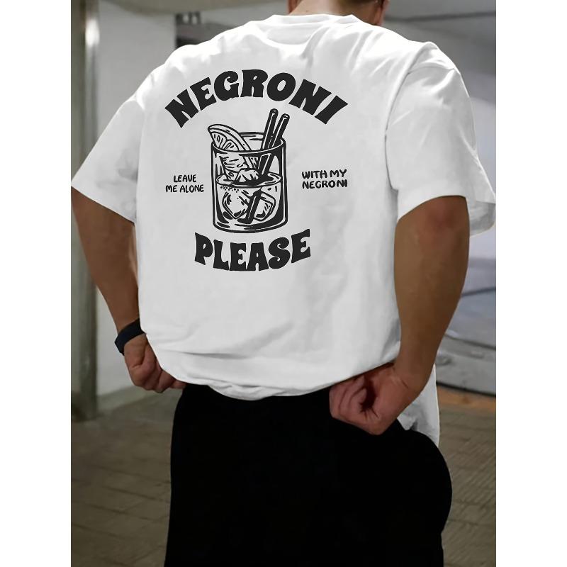 Men'S Trendy Short-Sleeve T-Shirt Featuring a Print , Designed In a Negroni Style. Casual Top Is Versatile for Summer And Machine-Washable
