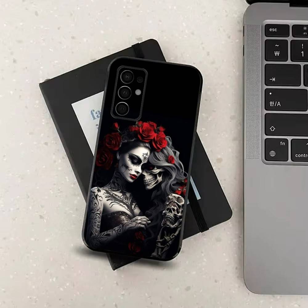Catrina Skull Girl Mexican Case For Samsung Galaxy A73,72,41,J7,22,Note,31,8,9,52,71,53,32,Soft Black Silicone Cover
