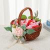 Elegant Rattans Handwoven Wicker Flower Basket Portable Floral Arrangement Pots for Wedding and Homes Decoration