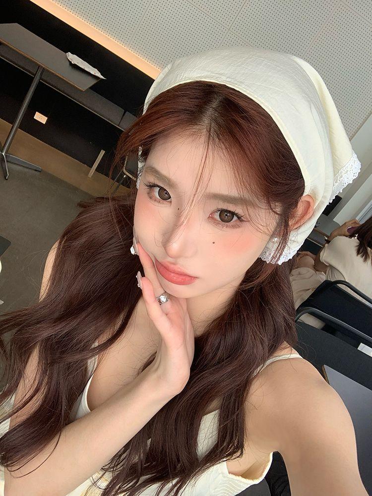 Japanese Sweet Pastoral Lace Headscarf Female Elegant Photo Accessories Square Scarf Fashion French Headscarf Hair Aesthetic