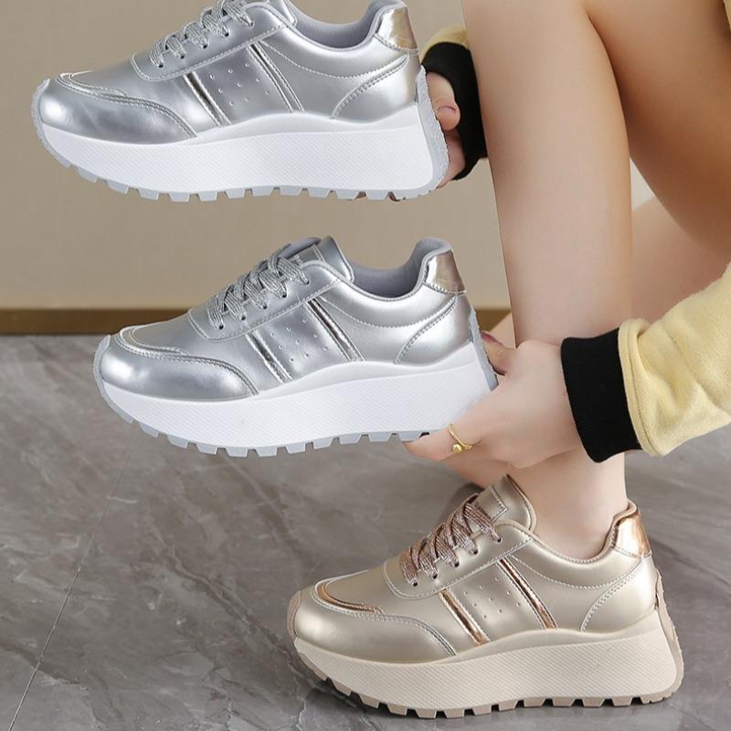 Fashion Silvery Woman's Vulcanized Shoes Spring Autumn Luxury Brand Women Casual Shoes Sneakers Walking Footwear Tennis Zapatos De Mujer