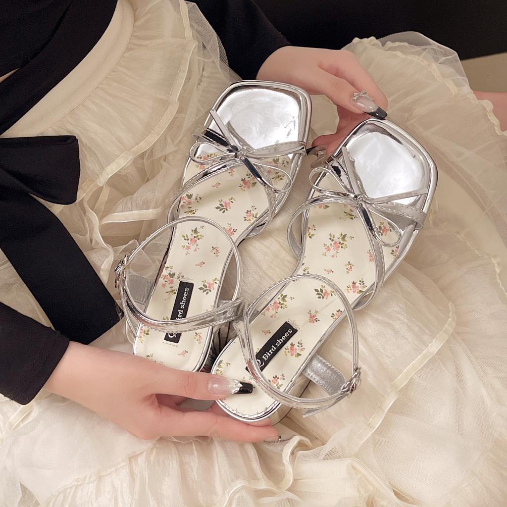 Sandals women's 2025 new summer fairy style beautiful fashion with skirt thick heel Korean word high heels