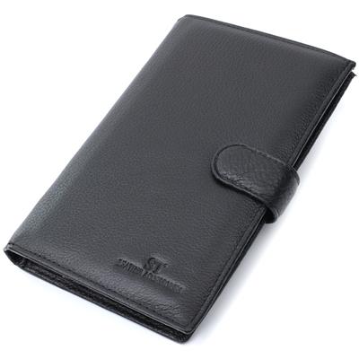 Universal Men's Wallet for Money and Documents Made of Genuine Leather ST Leather 22735 Black