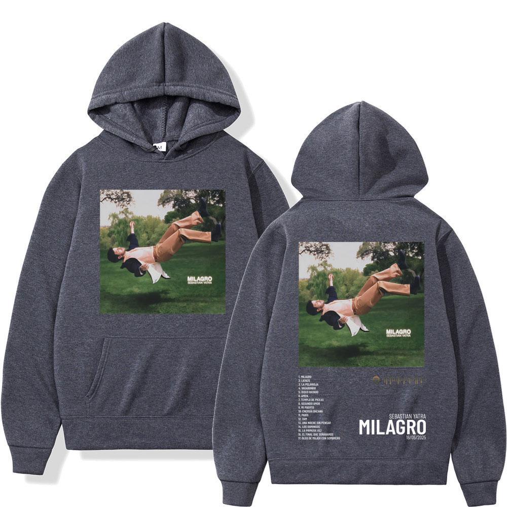 Singer SEBASTIAN YATRA Milagro 2025 Graphics Hoodie Men Women High Quality Pullover Long-sleeved Casual Fashion Sweatshirts Top