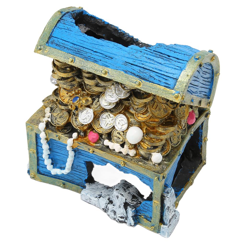 Aquarium Treasure Chest Ornament Resin Treasure Chest Box Hideaway for Fish Tank Landscape