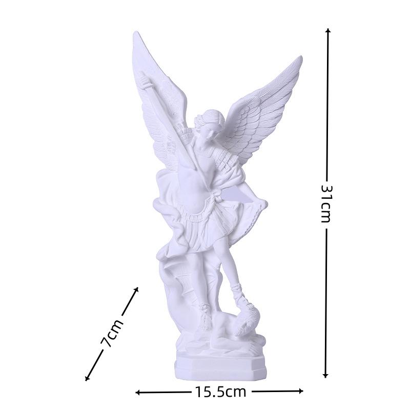 Christian San Miguel Arcangel Statue Retro Bronzed Saint Michael Angel Resin Figurine Home Blessing Decoration Desktop Ornaments