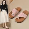 Set of Toe Cool Slippers Women's 2025 Summer New High-end Metal Buckle Simple Casual Outer Wear Flat-bottomed Thick-bottomed Slippers