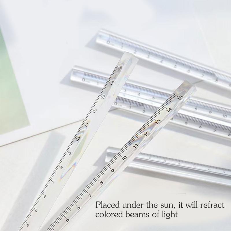 2Pcs Clear Triangular Scale Ruler 15cm 20cm Plastic Drawing Ruler Geometry Tool for Measuring Engineering Drawing